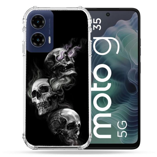 Coque Renforcée Pour Motorola G35 5G Tete de Mort Triple
