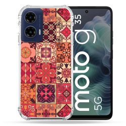 Coque Renforcée Pour Motorola G35 5G Texture Carreau Ciment Rouge