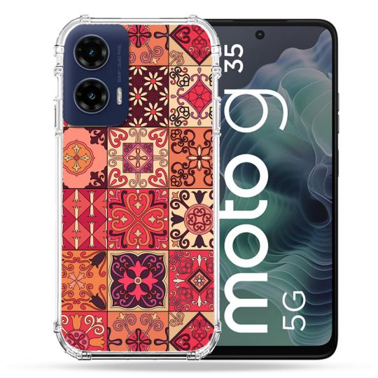 Coque Renforcée Pour Motorola G35 5G Texture Carreau Ciment Rouge