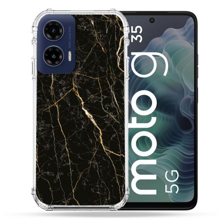 Coque Renforcée Pour Motorola G35 5G Texture Marbre Noir