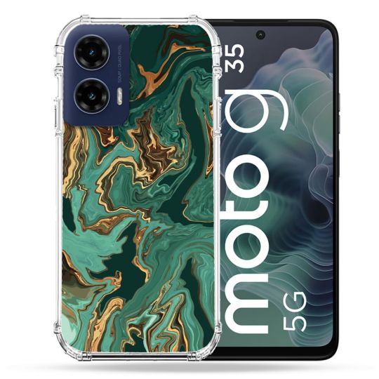 Coque Renforcée Pour Motorola G35 5G Texture Marbre Vert