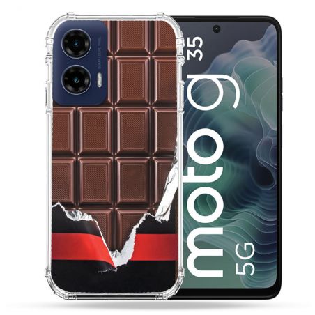 Coque Renforcée Pour Motorola G35 5G Texture Trompe Oeil Chocolat