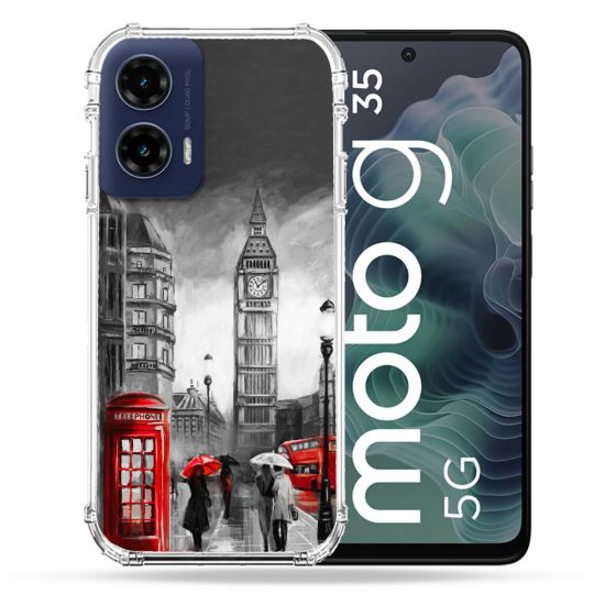 Coque Renforcée Pour Motorola G35 5G Voyage Angleterre Londres Vintage