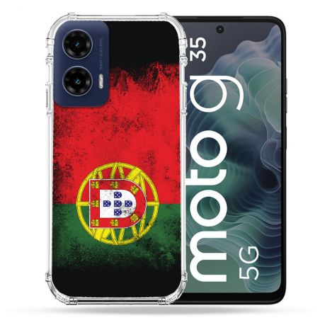 Coque Renforcée Pour Motorola G35 5G Voyage Portugal Drapeau