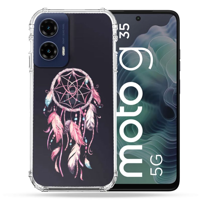 Coque Renforcée Transparente Pour Motorola G35 5G Attrape Reve Rose