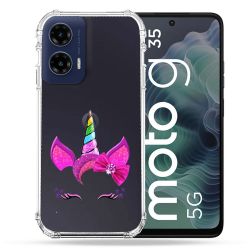 Coque Renforcée Transparente Pour Motorola G35 5G Licorne Paillette