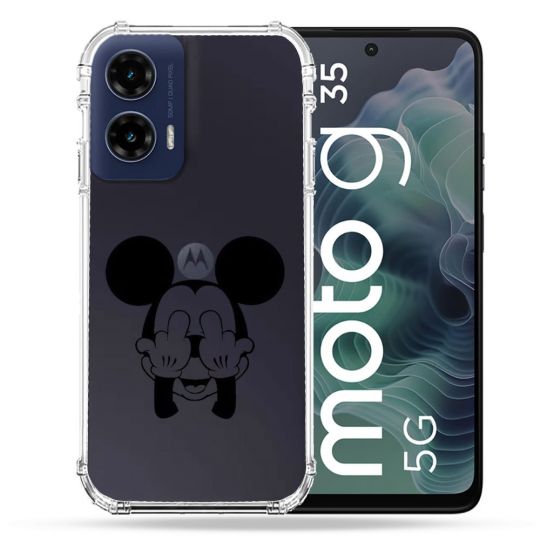 Coque Renforcée Transparente Pour Motorola G35 5G Mickey doigt