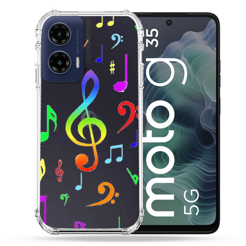 Coque Renforcée Transparente Pour Motorola G35 5G Note Musique Colore