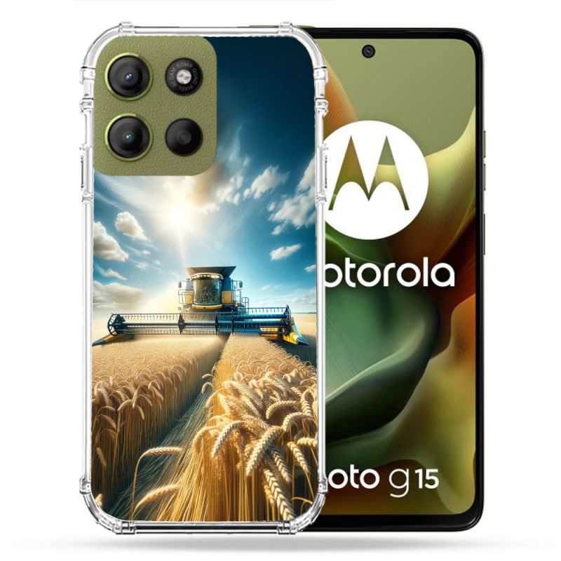 Coque Renforcée Pour Motorola G15 Agriculture Moissonneuse Blé