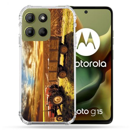 Coque Renforcée Pour Motorola G15 Agriculture Tracteur Color