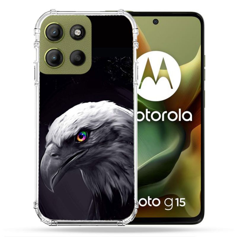 Coque Renforcée Pour Motorola G15 Animal Aigle Royal Noir