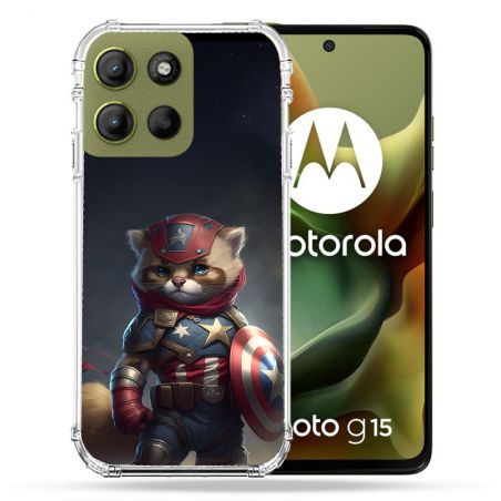 Coque Renforcée Pour Motorola G15 Animal Chat America