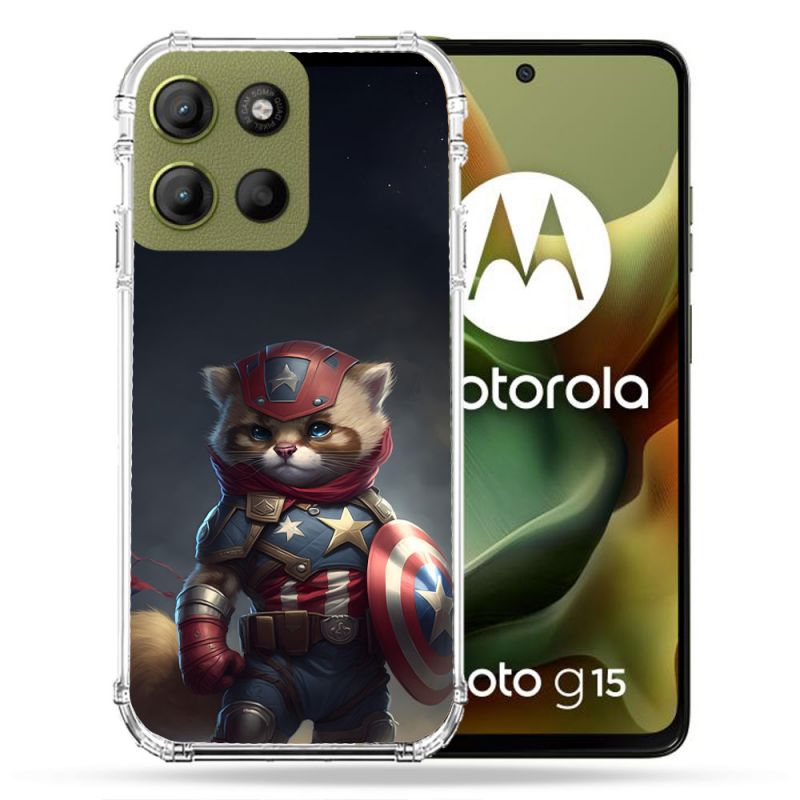 Coque Renforcée Pour Motorola G15 Animal Chat America