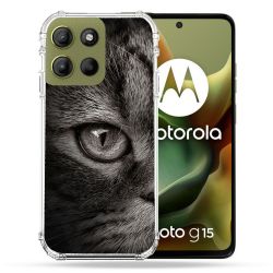Coque Renforcée Pour Motorola G15 Animal Chat Gris