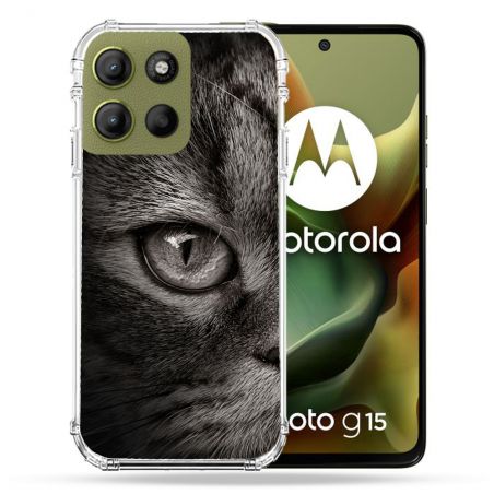 Coque Renforcée Pour Motorola G15 Animal Chat Gris