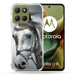 Coque Renforcée Pour Motorola G15 Animal Cheval Blanc