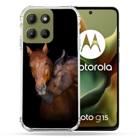 Coque Renforcée Pour Motorola G15 Animal Cheval Marron