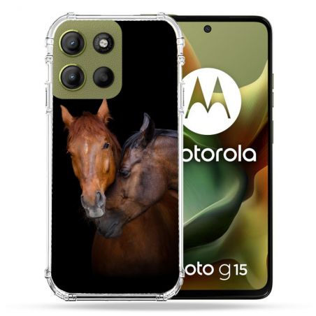 Coque Renforcée Pour Motorola G15 Animal Cheval Marron