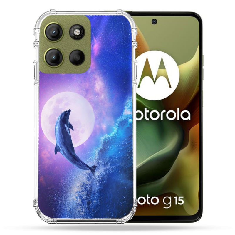 Coque Renforcée Pour Motorola G15 Animal Dauphin Vague