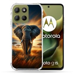 Coque Renforcée Pour Motorola G15 Animal Elephant Savane