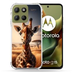 Coque Renforcée Pour Motorola G15 Animal Girafe Savane