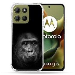Coque Renforcée Pour Motorola G15 Animal Gorille Noir