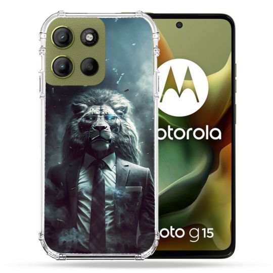 Coque Renforcée Pour Motorola G15 Animal Lion Business