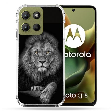 Coque Renforcée Pour Motorola G15 Animal Lion Majestueux