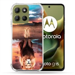 Coque Renforcée Pour Motorola G15 Animal Lion Reflet