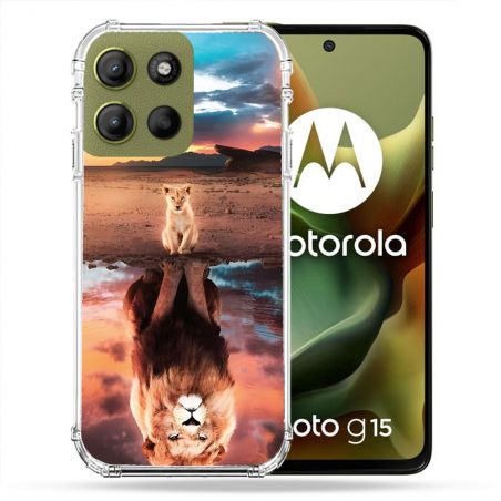 Coque Renforcée Pour Motorola G15 Animal Lion Reflet