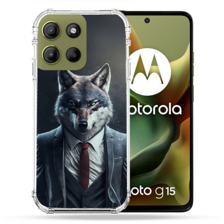 Coque Renforcée Pour Motorola G15 Animal Loup Business