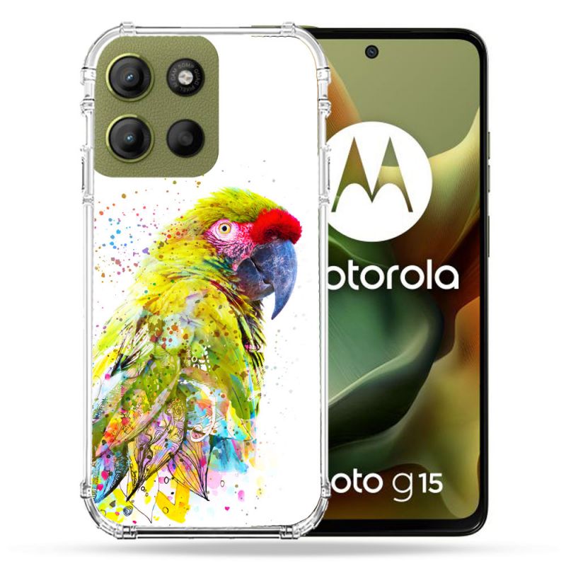 Coque Renforcée Pour Motorola G15 Animal Perroquet Jaune