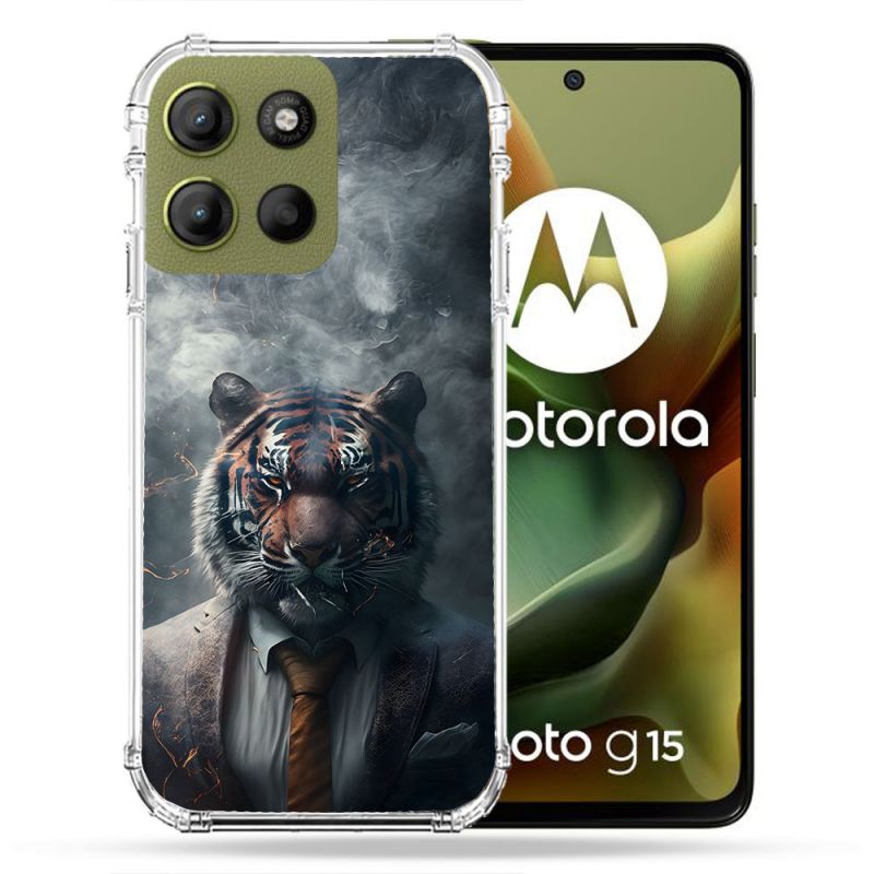 Coque Renforcée Pour Motorola G15 Animal Tigre Business
