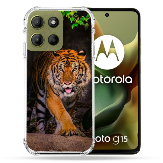 Coque Renforcée Pour Motorola G15 Animal Tigre Jungle