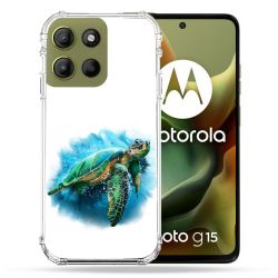 Coque Renforcée Pour Motorola G15 Animal Tortue Blanche multicolore