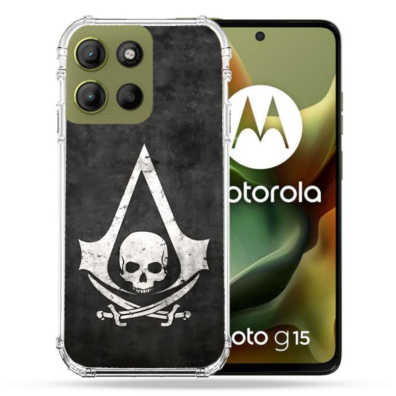 Coque Renforcée Pour Motorola G15 Assassin Creed Tete Mort