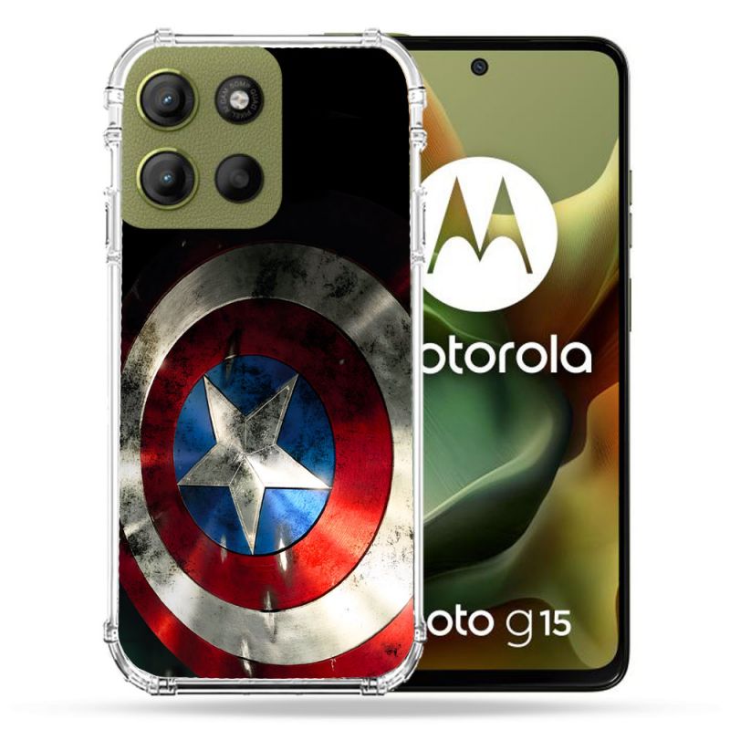Coque Renforcée Pour Motorola G15 Captain America Bouclier