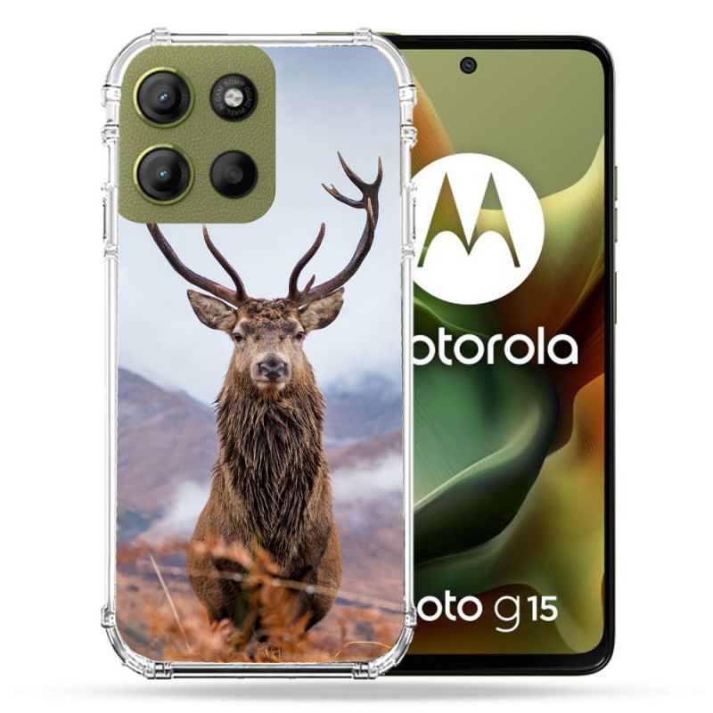 Coque Renforcée Pour Motorola G15 Chasse Chevreuil Montagne
