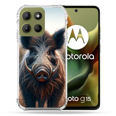 Coque Renforcée Pour Motorola G15 Chasse Sanglier Attaque