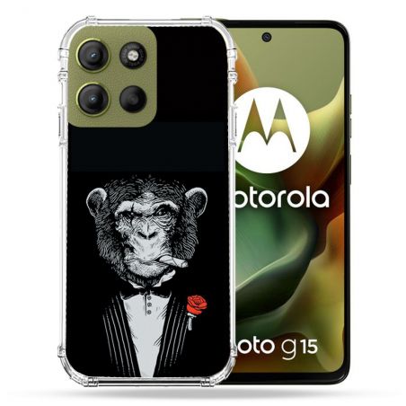 Coque Renforcée Pour Motorola G15 Decale Singe Mafia