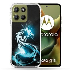 Coque Renforcée Pour Motorola G15 Fantastique Dragon Bleu