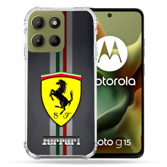 Coque Renforcée Pour Motorola G15 Ferrari Carbone