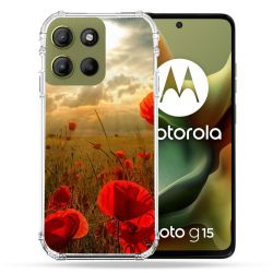Coque Renforcée Pour Motorola G15 Fleur Coquelicot