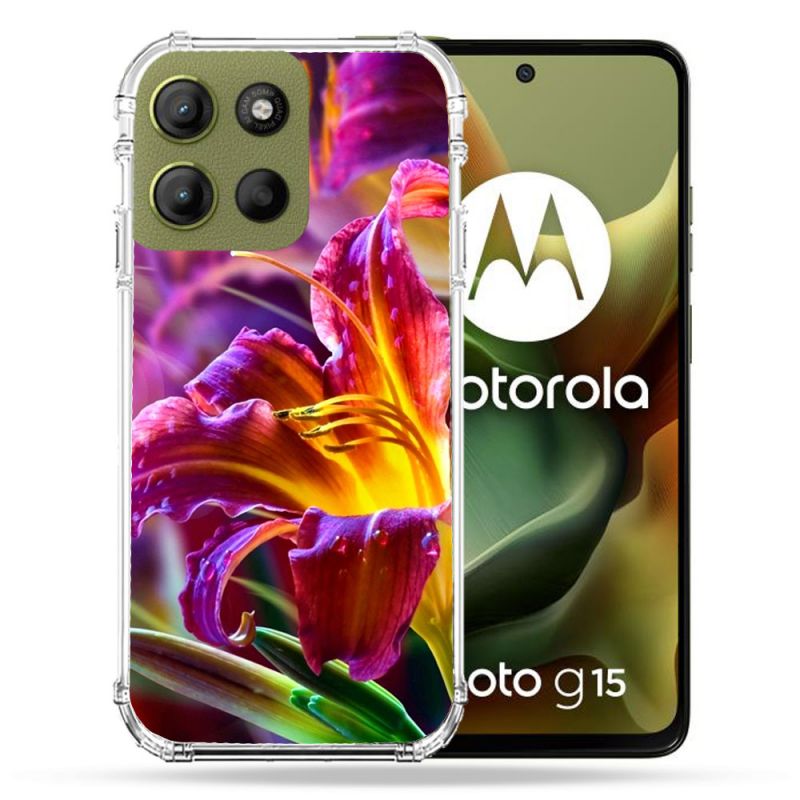 Coque Renforcée Pour Motorola G15 Fleur Lys Color