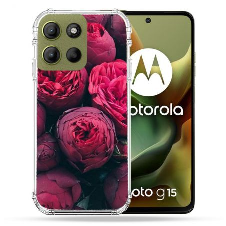 Coque Renforcée Pour Motorola G15 Fleur Pivoine