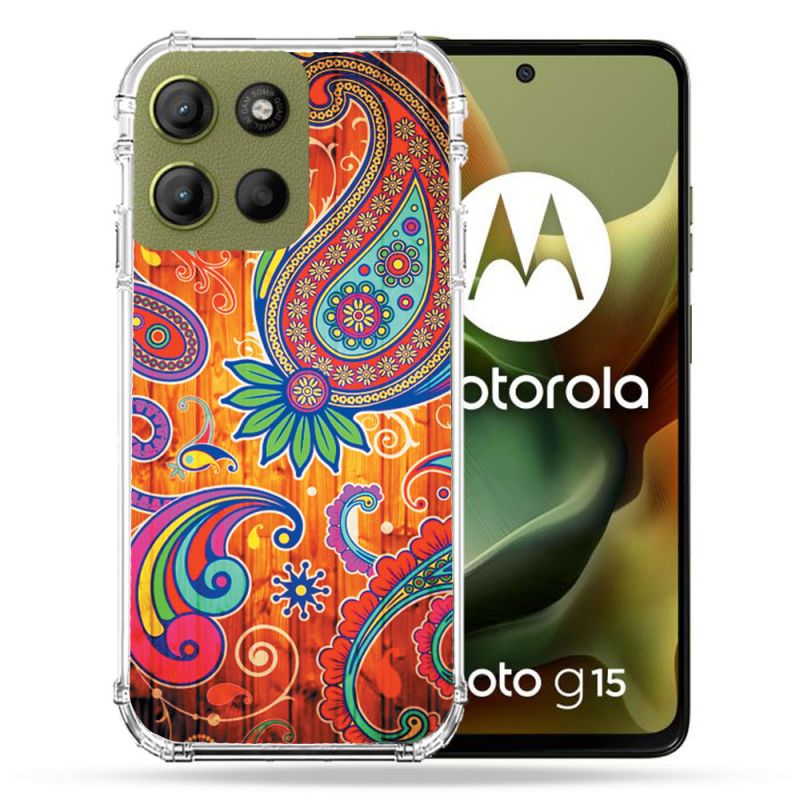 Coque Renforcée Pour Motorola G15 Fleur Psychedelic