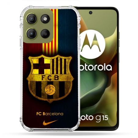 Coque Renforcée Pour Motorola G15 Foot FC Barcelone Vintage