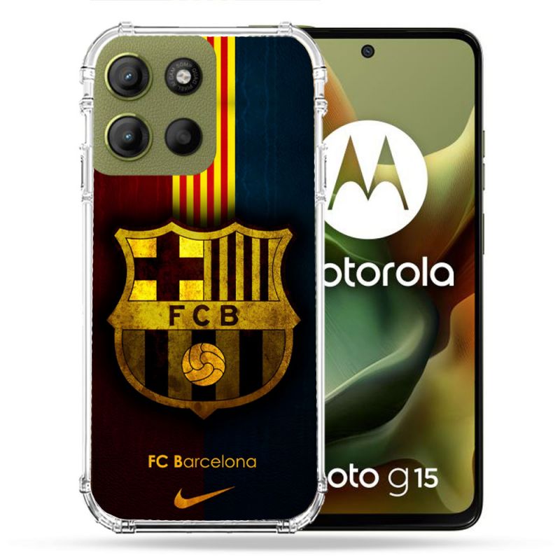 Coque Renforcée Pour Motorola G15 Foot FC Barcelone Vintage