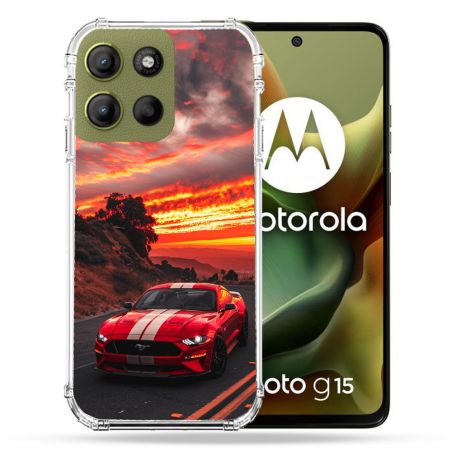 Coque Renforcée Pour Motorola G15 Ford Mustang GT500 Rouge