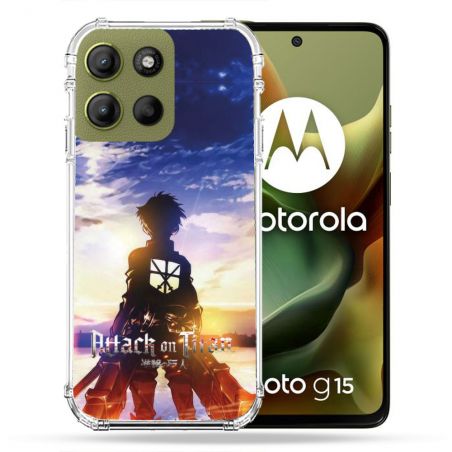 Coque Renforcée Pour Motorola G15 Manga Attaque Titans Soleil